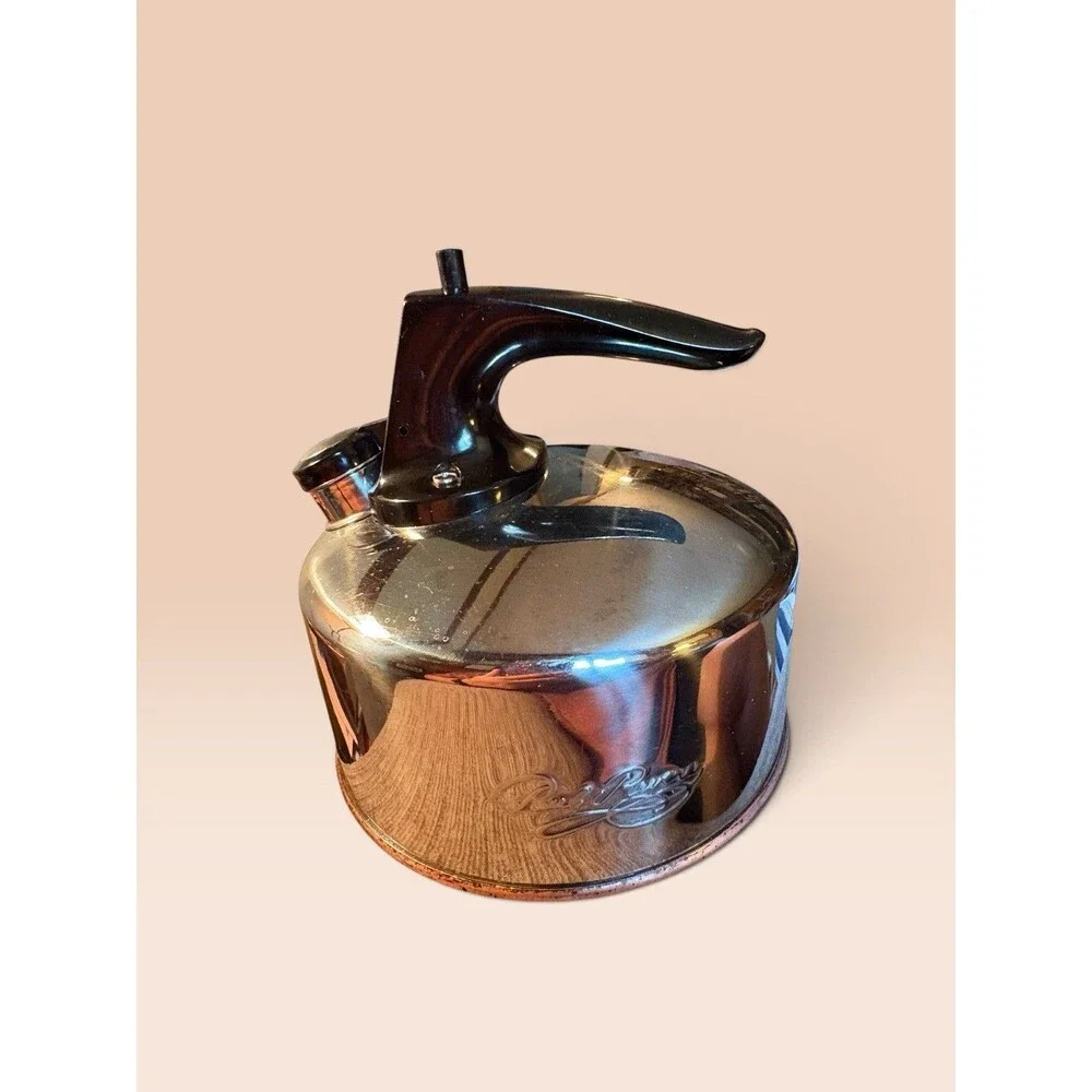 Revere Ware whistling teapot with copper bottom Korea 1999 VTG 1 qt